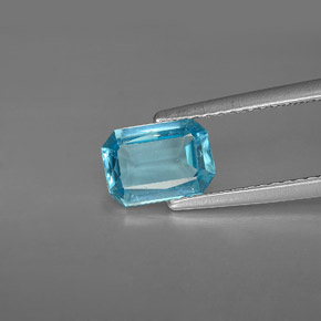 Apatite bleue naturelle taille émeraude, 1,11 ct, VS