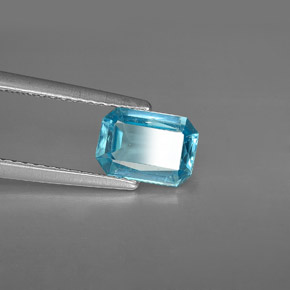 Apatite bleue naturelle taille émeraude, 1,11 ct, VS