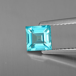 Apatite bleue naturelle carré, 0,81 ct, VS