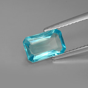 Apatite bleue naturelle taille émeraude, 1,50 ct, VS