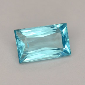 Apatite bleue naturelle baguette, 1,19 ct, VS