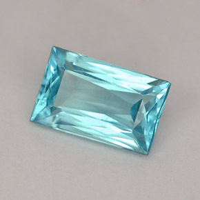 Apatite bleue naturelle baguette, 1,19 ct, VS
