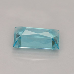 Apatite bleue naturelle baguette, 1,19 ct, VS