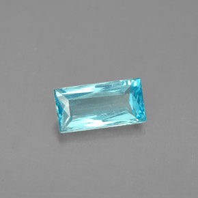 Apatite bleue naturelle baguette, 0,87 ct, VS