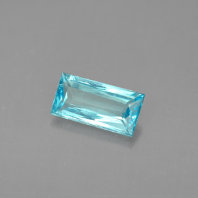 Apatite bleue naturelle baguette, 0,87 ct, VS