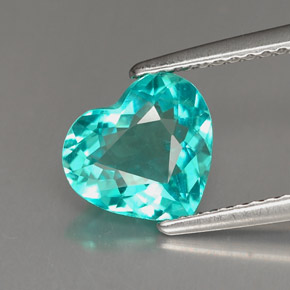 Apatite bleue naturelle forme de coeur, 1,67 ct, VS