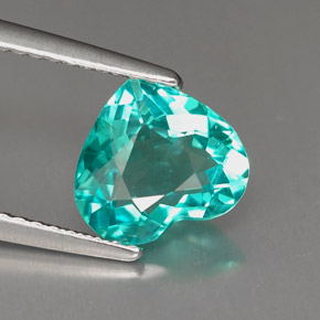 Apatite bleue naturelle forme de coeur, 1,67 ct, VS