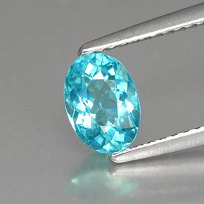 Apatite bleue naturelle coupe ovale, 0,89 ct, VVS-VS