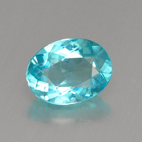 Apatite bleue naturelle coupe ovale, 1,26 ct, VVS-VS