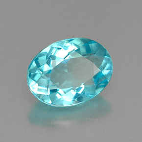 Apatite bleue naturelle coupe ovale, 1,26 ct, VVS-VS