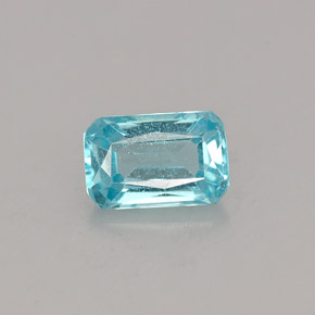 Apatite bleue naturelle taille émeraude, 0,76 ct, VS