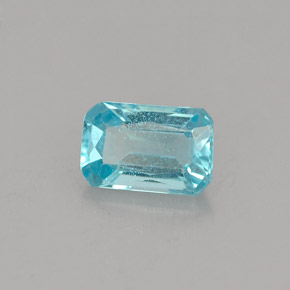 Apatite bleue naturelle taille émeraude, 0,76 ct, VS