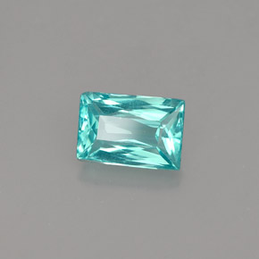Apatite bleue naturelle baguette, 1,04 ct, VS
