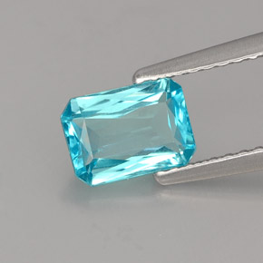 Apatite bleue naturelle taille émeraude, 1,02 ct, VS
