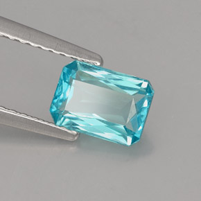 Apatite bleue naturelle taille émeraude, 1,02 ct, VS