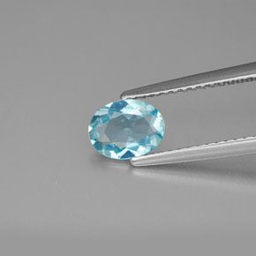 Apatite bleue naturelle coupe ovale, 0,72 ct, VVS-VS