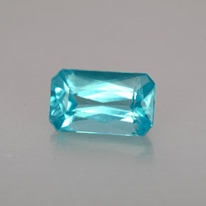 Apatite bleue naturelle taille émeraude, 1,50 ct, VS