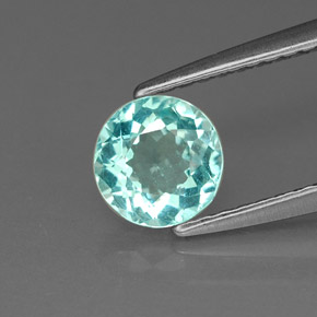 Apatite bleue naturelle coupe roude, 0,75 ct, VVS-VS