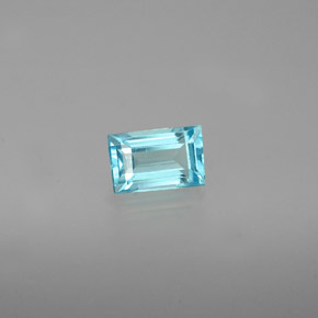 Apatite bleue naturelle baguette, 0,48 ct, VVS-VS