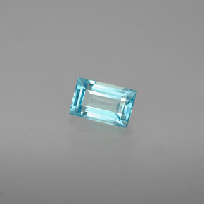 Apatite bleue naturelle baguette, 0,48 ct, VVS-VS