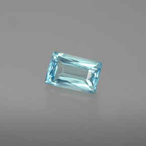 Apatite bleue naturelle baguette, 0,76 ct, VS