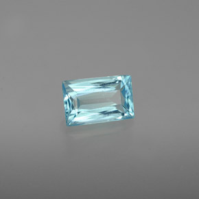 Apatite bleue naturelle baguette, 0,76 ct, VS