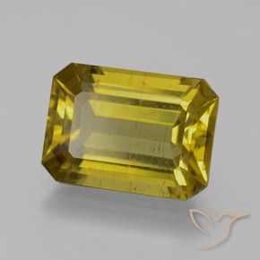 Apatite Jaune brunâtre naturelle Octogone / coupe Émeraude, 8.07 ct, SI