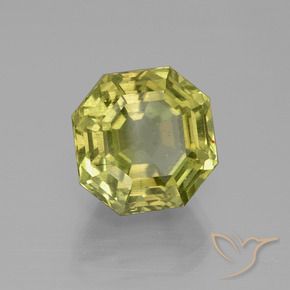 Apatite Jaune verdâtre naturelle Octogone / coupe Émeraude, 8.30 ct, VS