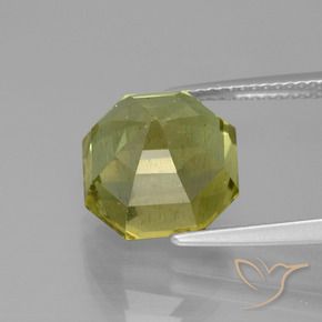 Apatite Jaune verdâtre naturelle Octogone / coupe Émeraude, 8.30 ct, VS