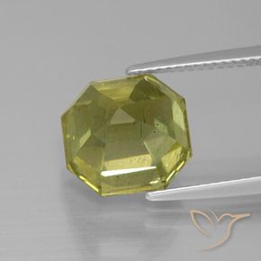 Apatite Vert jaune naturelle Octogone / coupe Émeraude, 7.77 ct, VS-SI
