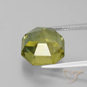 Apatite Vert chaud et terreux naturelle Octogone / coupe Émeraude, 12.42 ct, SI