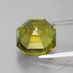 Apatite Vert chaud et terreux naturelle Octogone / coupe Émeraude, 15.17 ct, VS-SI