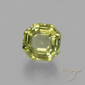 Apatite Vert jaunâtre naturelle Octogone / coupe Émeraude, 3.40 ct, VS