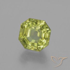 Apatite Vert jaunâtre naturelle Octogone / coupe Émeraude, 3.83 ct, VS