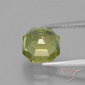 Apatite Vert jaunâtre naturelle Octogone / coupe Émeraude, 3.83 ct, VS