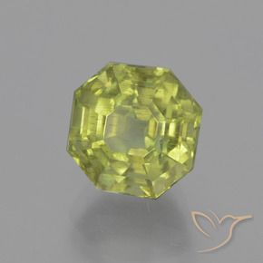 Apatite Vert jaunâtre naturelle Octogone / coupe Émeraude, 5.76 ct, VS