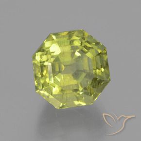 Apatite Vert jaunâtre naturelle Octogone / coupe Émeraude, 7.63 ct, VS-SI
