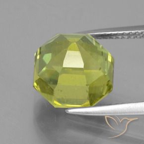 Apatite Vert jaunâtre naturelle Octogone / coupe Émeraude, 7.63 ct, VS-SI