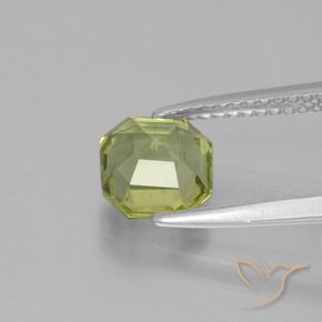 Apatite Vert jaunâtre naturelle Octogone / coupe Émeraude, 1.64 ct, VS