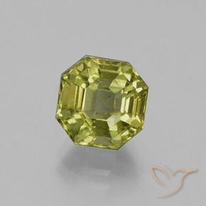 Apatite Vert jaunâtre naturelle Octogone / coupe Émeraude, 4.01 ct, VS-SI