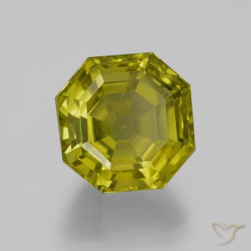 Apatite Vert terreux naturelle Octogone / coupe Émeraude, 14.41 ct, VS