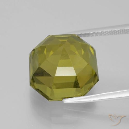 Apatite Vert terreux naturelle Octogone / coupe Émeraude, 14.41 ct, VS