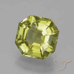 Apatite Vert jaunâtre naturelle Octogone / coupe Émeraude, 3.41 ct, VS