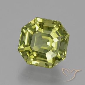 Apatite Vert jaunâtre naturelle Octogone / coupe Émeraude, 4.35 ct, VS