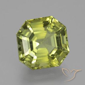 Apatite Vert jaunâtre naturelle Octogone / coupe Émeraude, 6.54 ct, VS