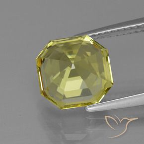 Apatite Jaune moyen naturelle Octogone / coupe Émeraude, 4.10 ct, VVS-VS