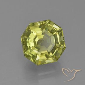 Apatite Jaune verdâtre naturelle Octogone / coupe Émeraude, 3.74 ct, VS