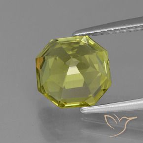 Apatite Jaune verdâtre naturelle Octogone / coupe Émeraude, 3.74 ct, VS