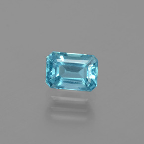 Apatite bleue naturelle taille émeraude, 1,10 ct, VS