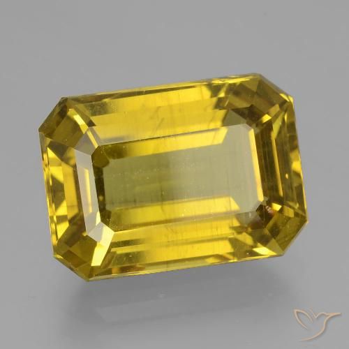 10.57ct Naturel Jaune foncé Apatite, Taille émeraude, VS